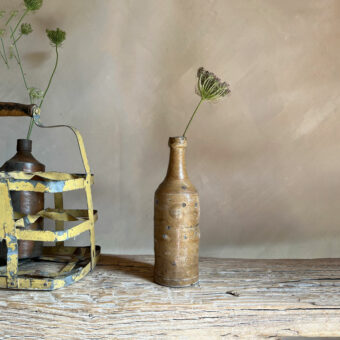 Antique French stoneware wine bottle