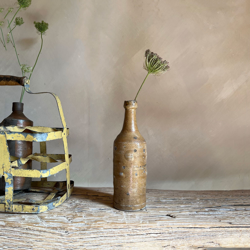 Antique French stoneware wine bottle
