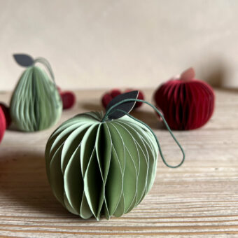 Honeycomb Apple Paper Ornament Green