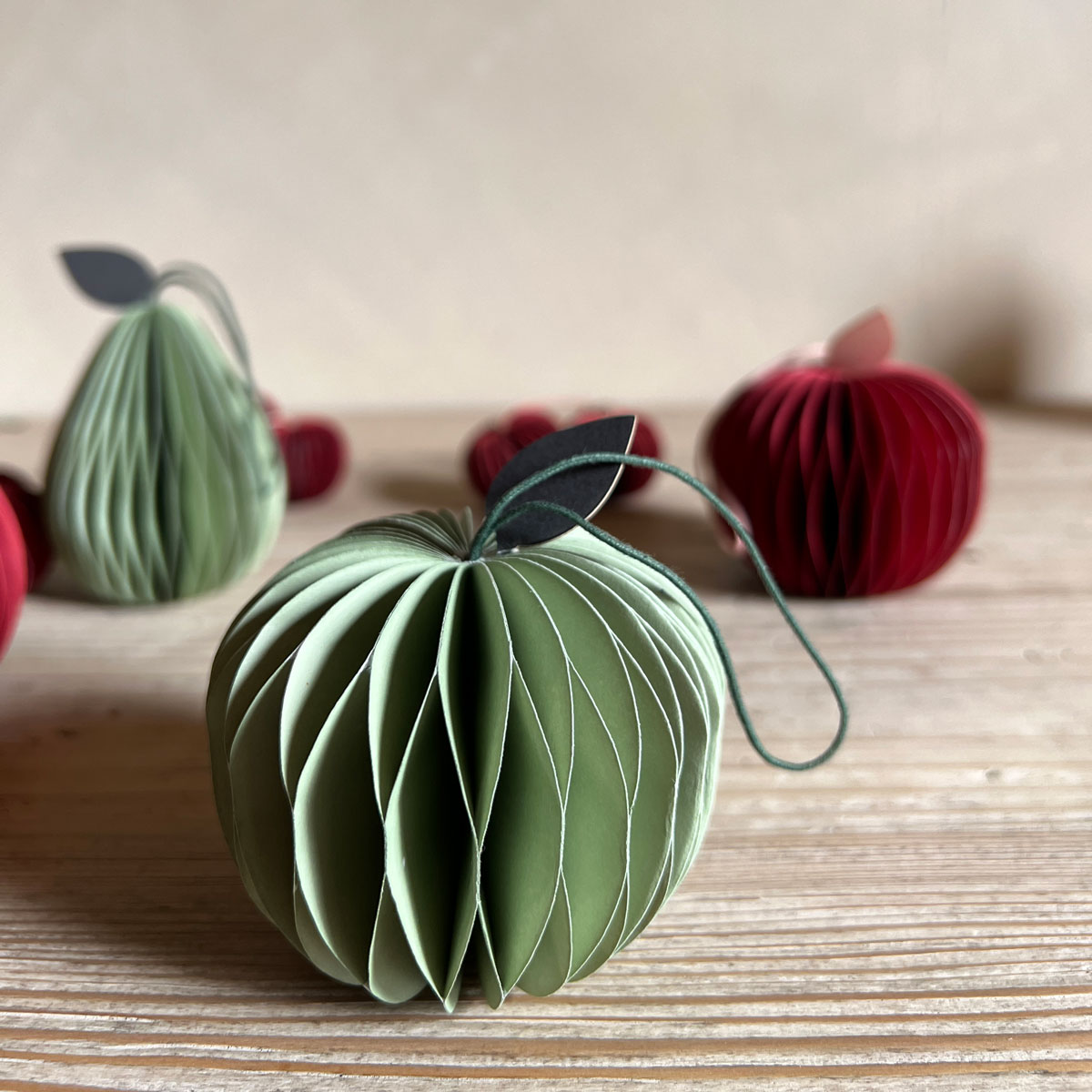 Honeycomb Apple Paper Ornament Green