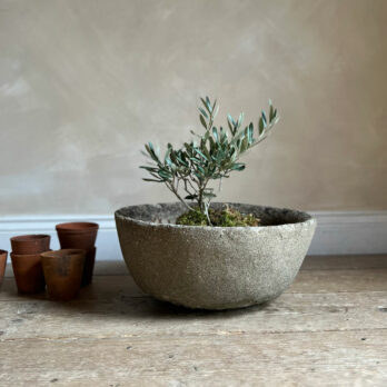 Vintage round concerete planter
