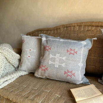 Grey cactus silk cushion