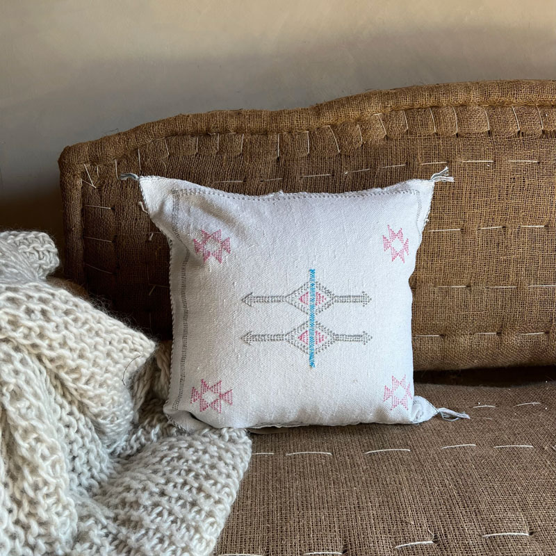 Neutral cactus silk cushion