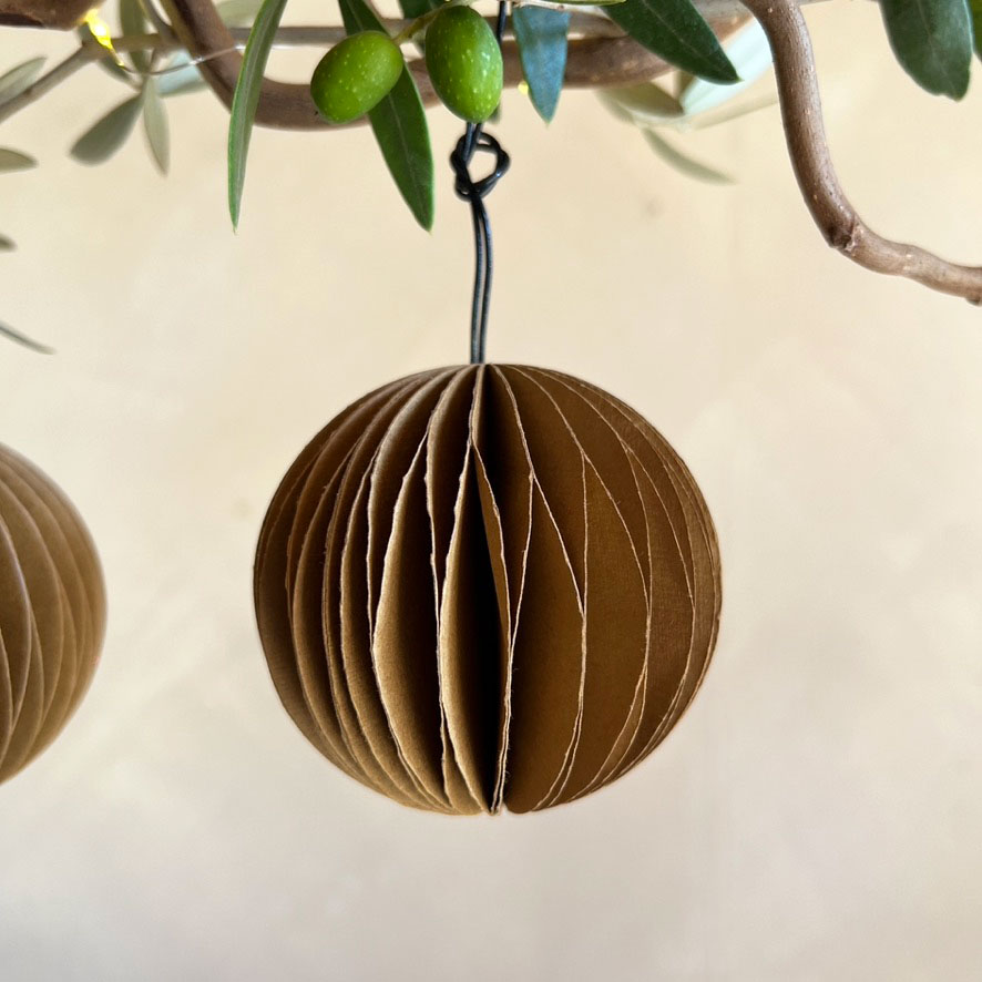 Honeycomb Sphere Paper Ornament Caramel