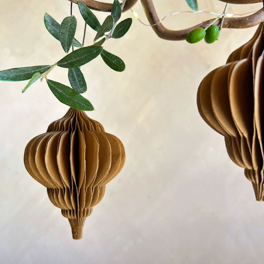 Honeycomb Jewel Paper Ornament Caramel