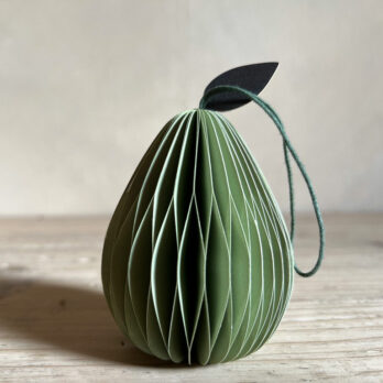 Honeycomb Pear Paper Ornament Green