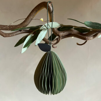Honeycomb Pear Paper Ornament Green