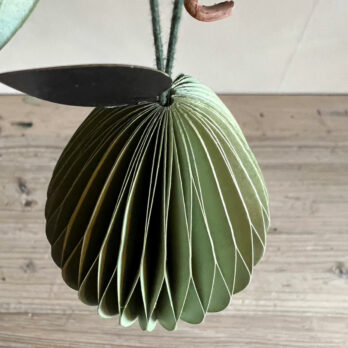 Honeycomb Pear Paper Ornament Green