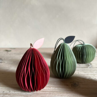 Honeycomb Pear Paper Ornament Red