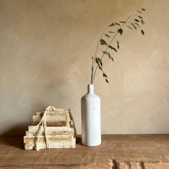 Vintage White French Stone Cider Bottle