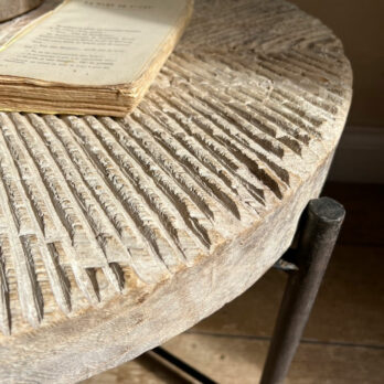 Round side table wood and iron