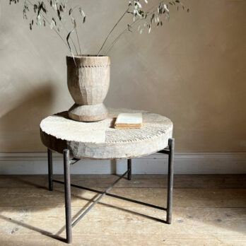 Round side table wood and iron
