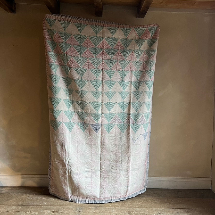 Cream Vintage handstiched Kantha Throw No:4