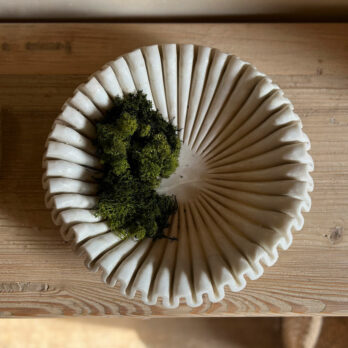 Large Marble Ribbed Wave Bowl 37cm