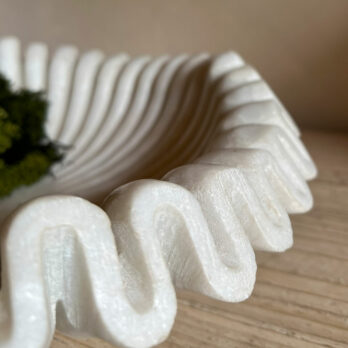 Large Marble Ribbed Wave Bowl 37cm