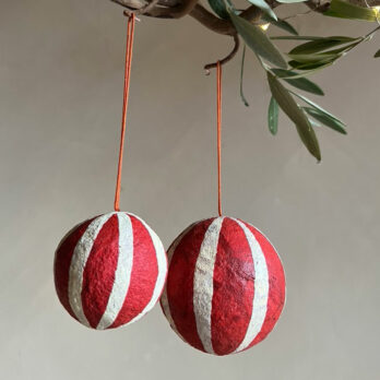 Paper Bauble Red Stripe 6cm