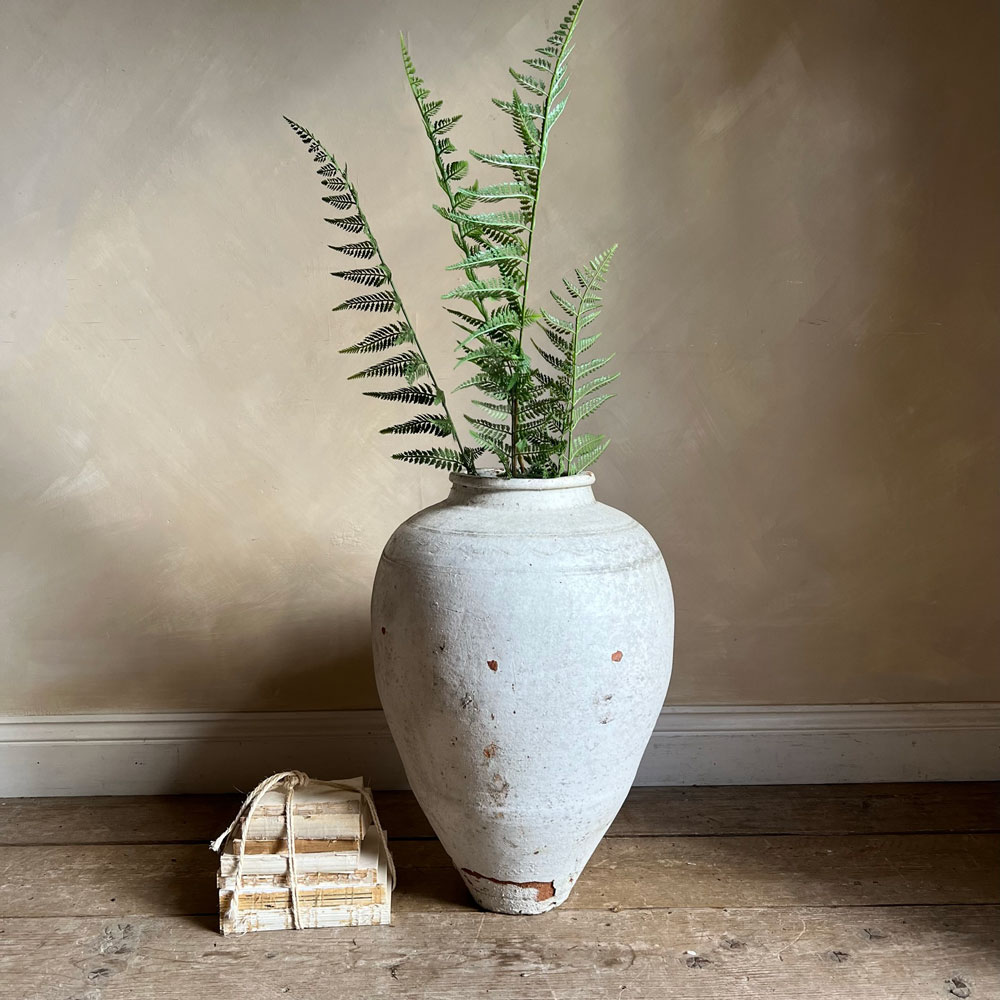 Antique White Terracotta Urn Gorgo