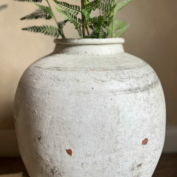 Antique White Terracotta Urn Gorgo