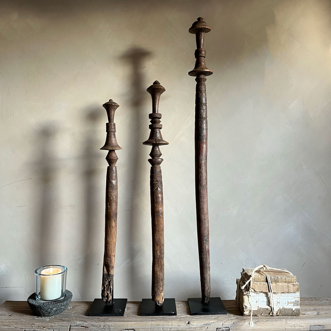 African antique ceremony sticks (set of 3) Neliah