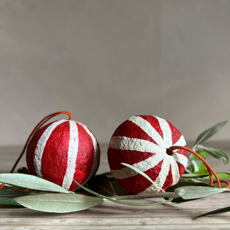 Paper Bauble Red Stripe 6cm