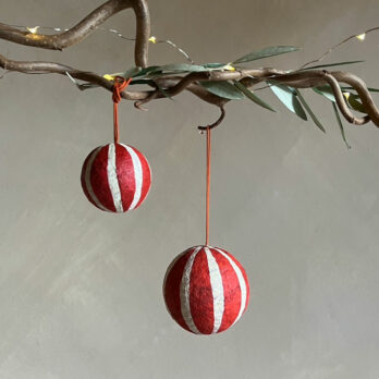 Paper Bauble Red Stripe 6cm