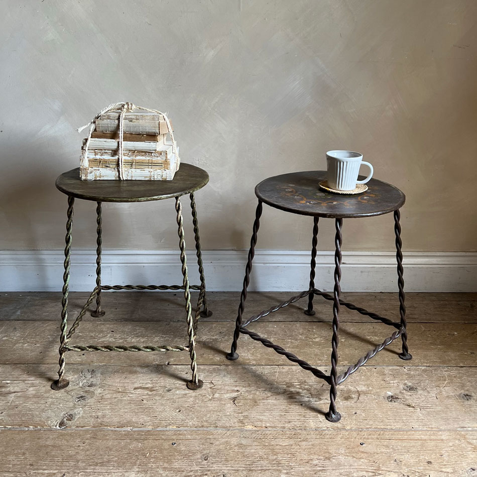 Antique round side table iron