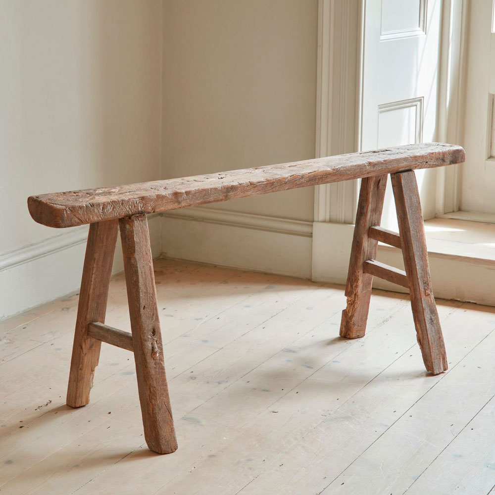 Antique Rustic Wooden Bench