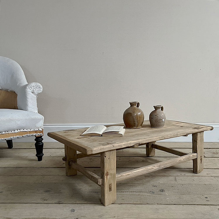 Rustic antique small coffee table | Evangaline