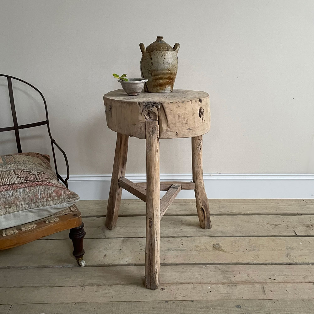 Tall tree stump elm side table | Meridith