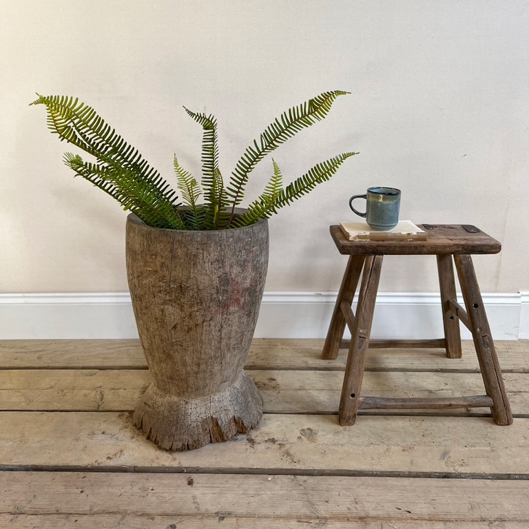 Antique rustic wooden mortar | Ahana