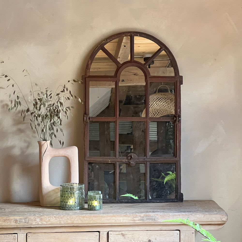 Antique iron window mirror | Benton