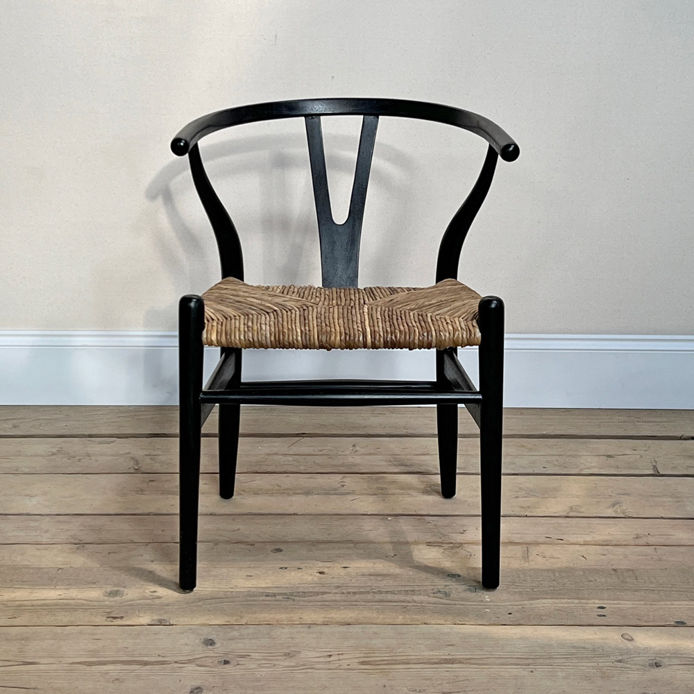 Black Danish chair with rush seat