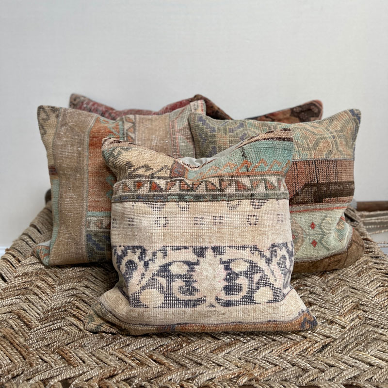 Antique carpet cushion 60cm square | Finlay