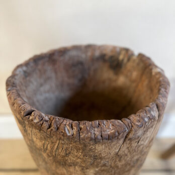 Antique rustic wooden mortar | Roshi