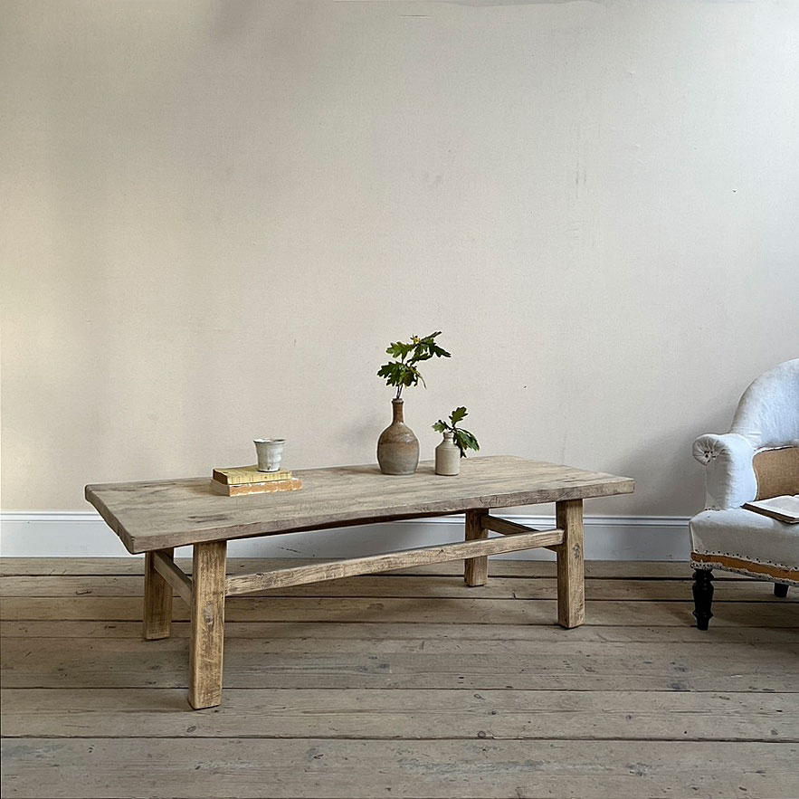Large pale antique coffee table Sabine