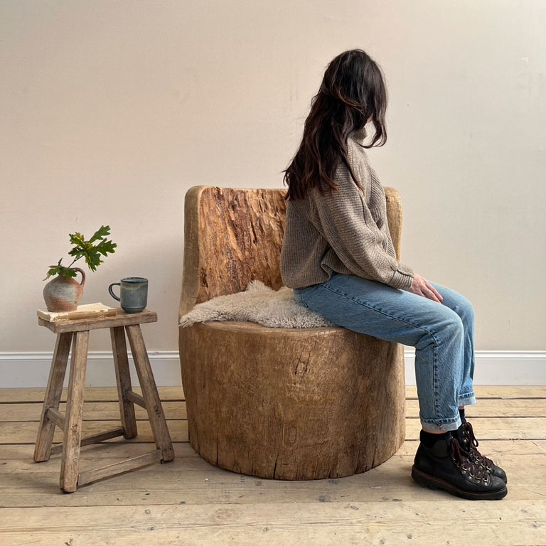 Rustic large tree trunk chair | Sergio