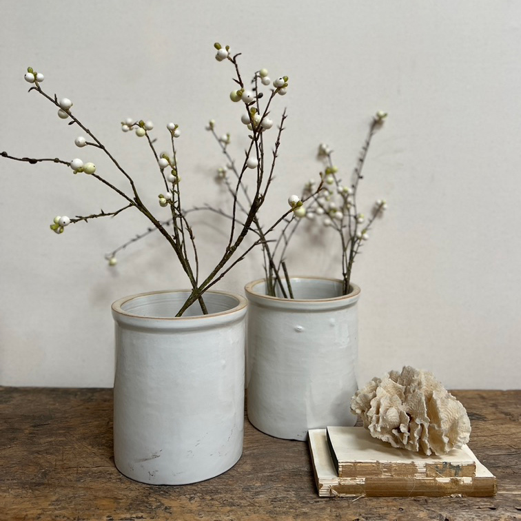 Vintage French White confit pot