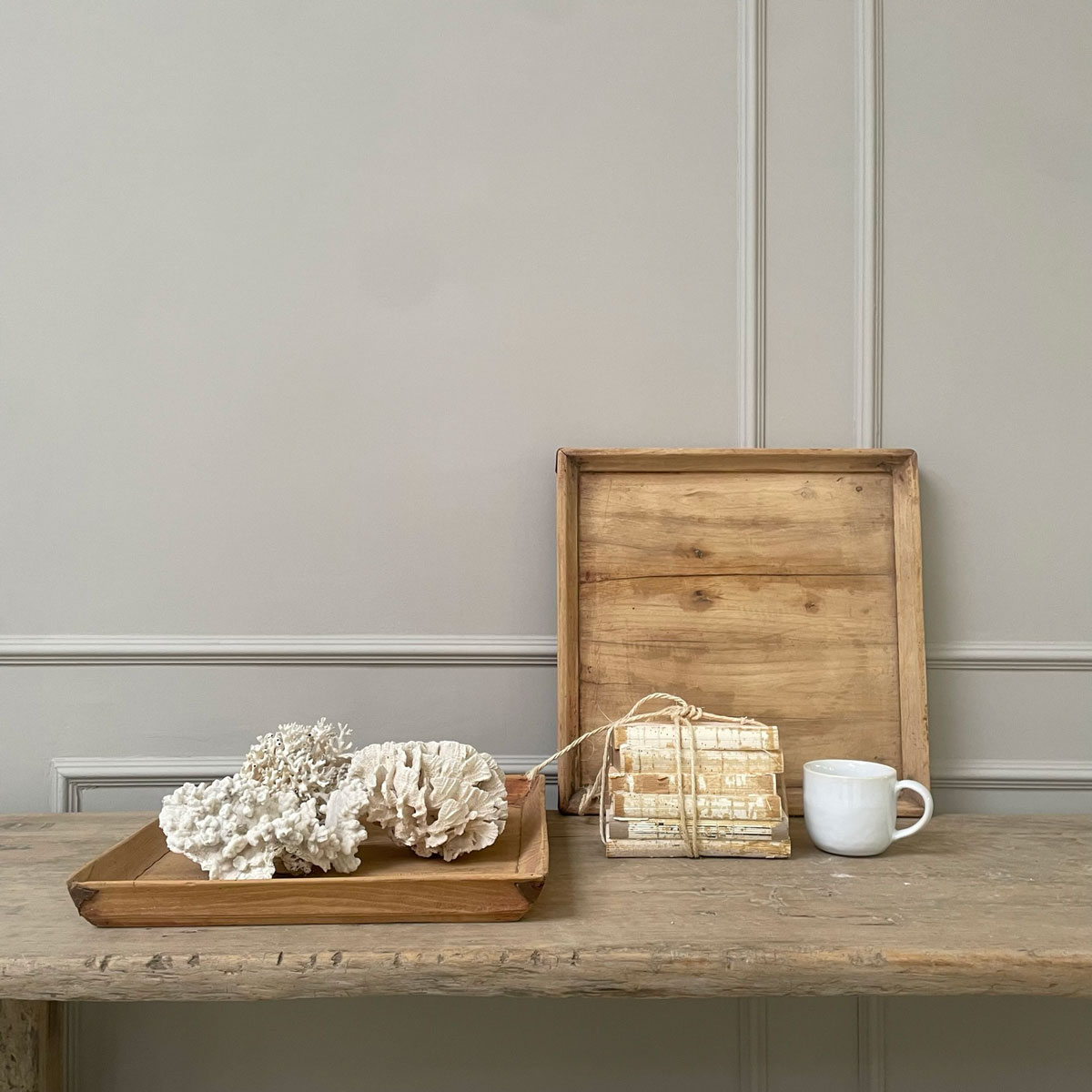 Antique wooden tray large