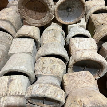 Antique Wooden Nepali Candleholder
