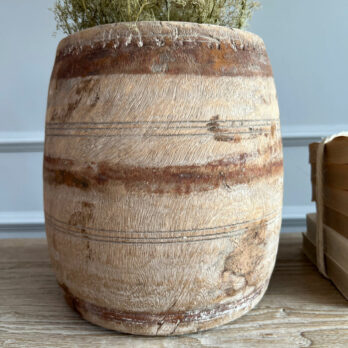 Antique Wooden Nepali Flowerpot C