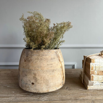 Antique Wooden Nepali Flowerpot E
