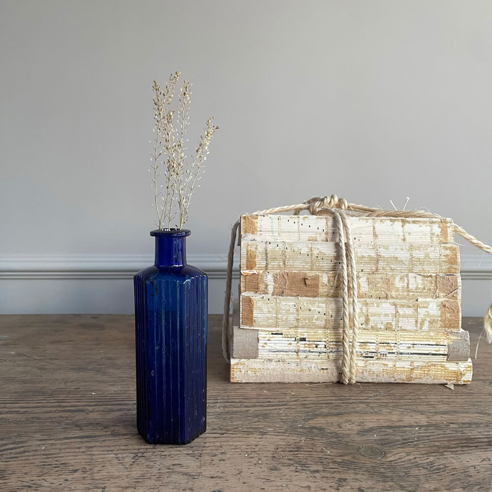 Victorian Blue Bottle Hexagonal Medium