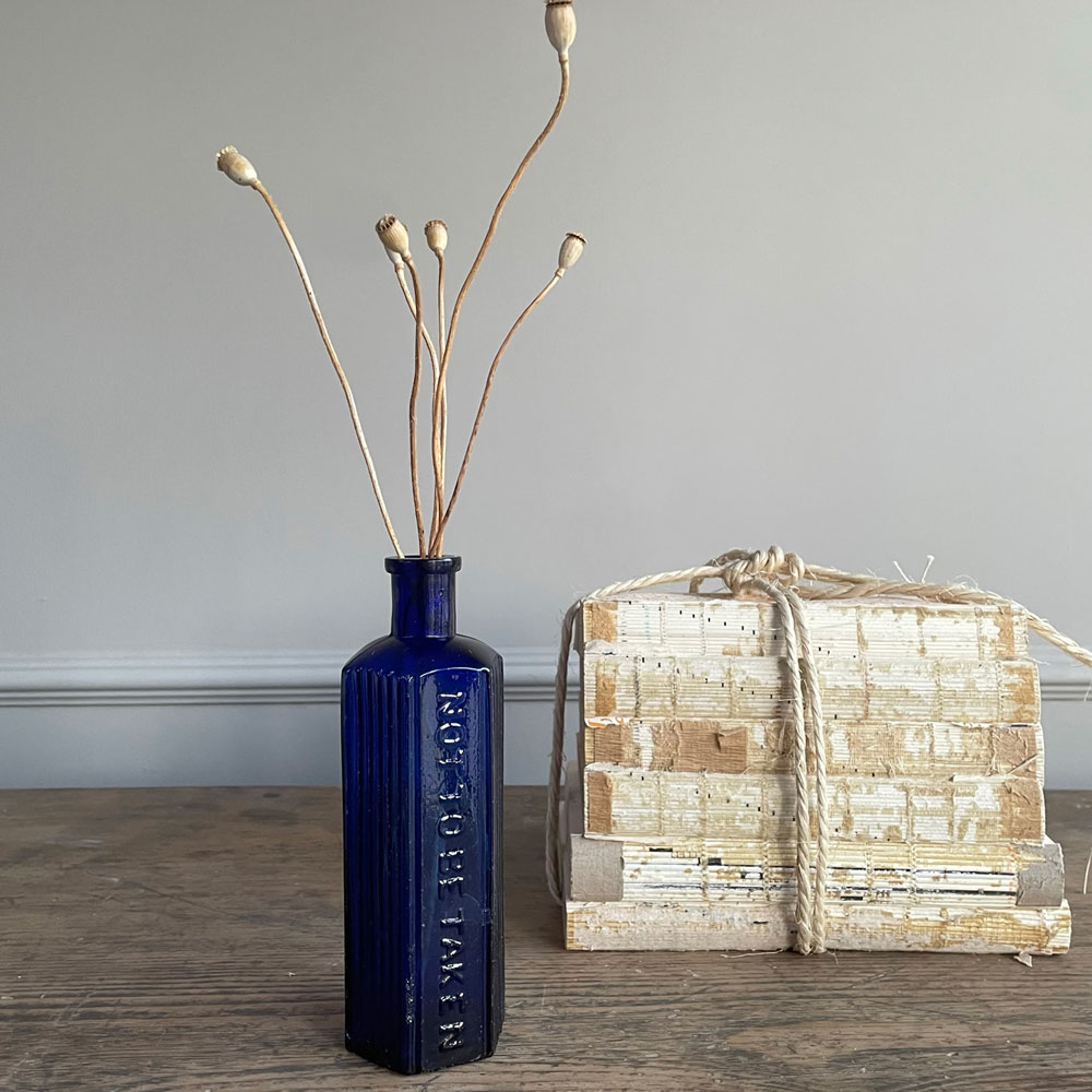 Victorian Blue Bottle Hexagonal Large