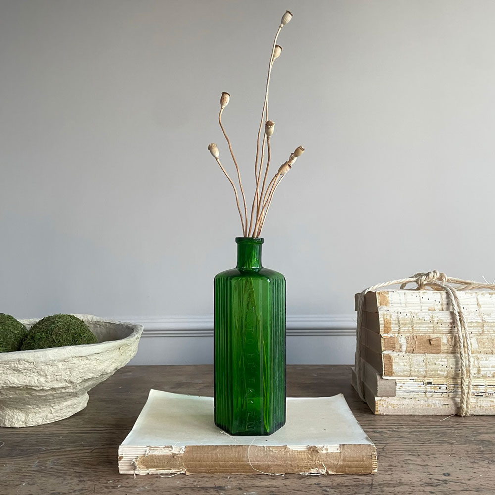 Victorian Green Bottle Hexagonal Large