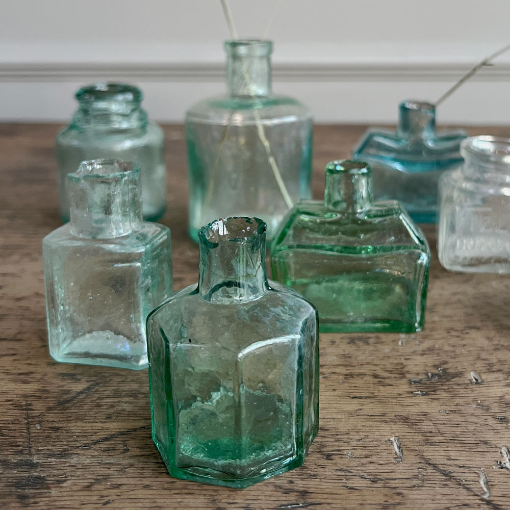 Victorian Glass Ink Well Bottles