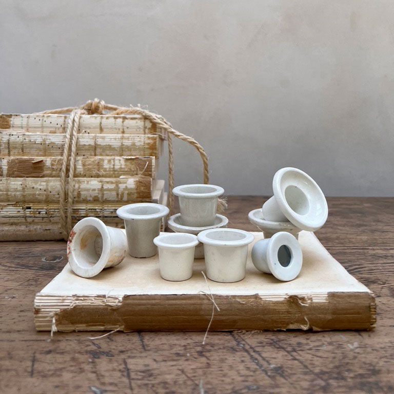 9 Victorian Ceramic Inkwells