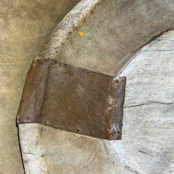Ancient Pale Wood Bowl with Handle