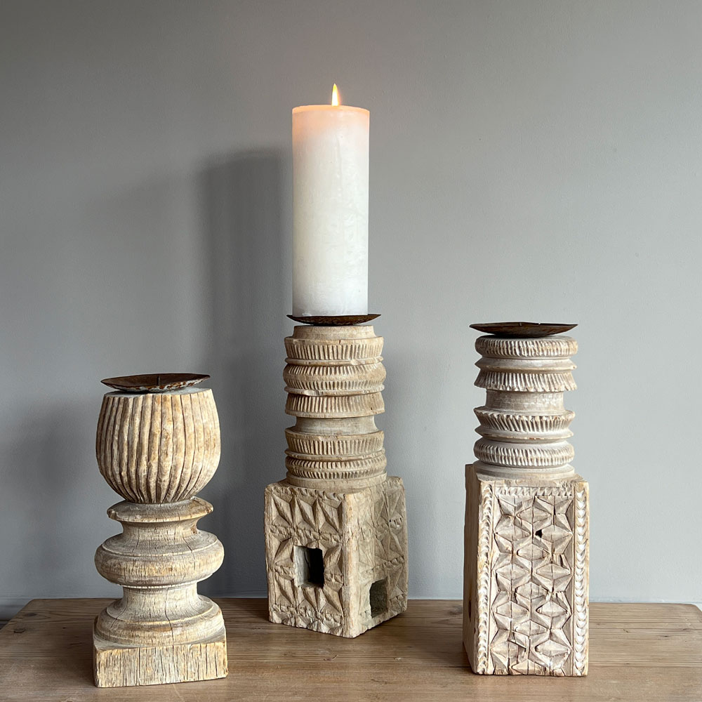 Antique Carved Candlestick Holder