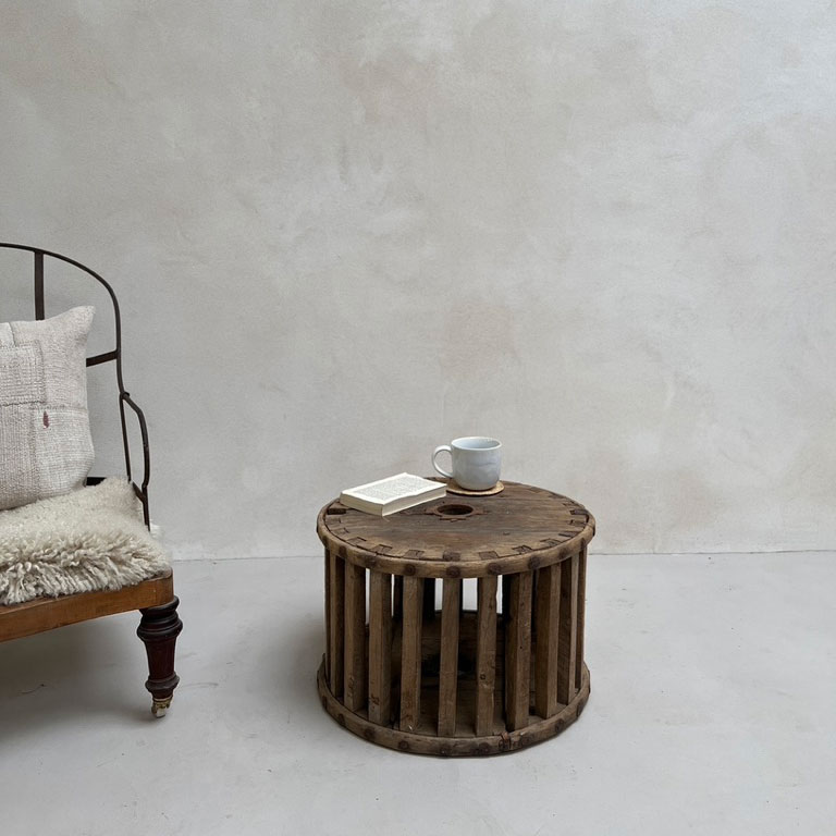 Antique elm spool side table | Alexandra
