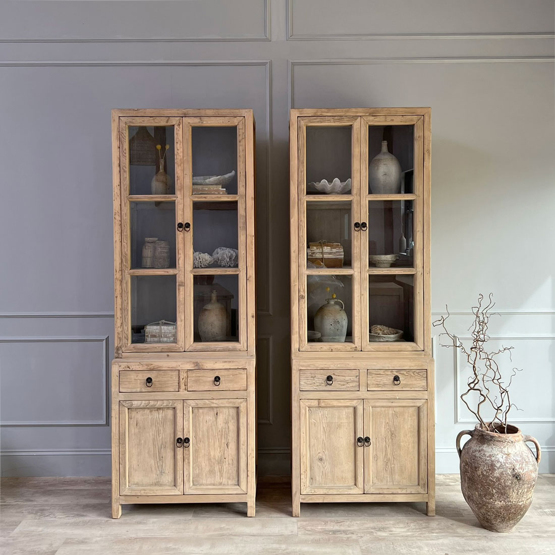 Pair of Reclaimed glazed dressers